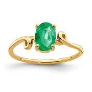 14K Yellow Gold 7x5mm Oval Emerald ring