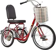Three Wheel Bike, Tricycle Adult Pedal Three Wheel Bikes 20 Inch Cruiser Bike Trikes for Seniors with Shopping Basket Exercise Men's Women's Cycling Pedalling