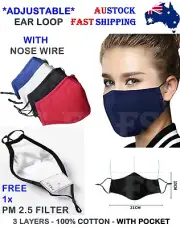 COTTON MASK WASHABLE FACE MASK ANTI POLLUTION REUSABLE RESPIRATOR PM 2.5 FILTER