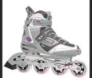 Roller Derby AERIO Q-60 Women's Inline Skates Size 6 White/Grey/Purple
