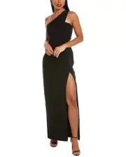 aidan by aidan mattox one-shoulder crepe cutout gown black Size 8