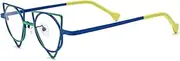 [FONEX] Colorful Titanium Glasses Frame Men Left Round Right Square Optical Eyeglasses Women F85747