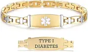 [linnalove] Lady Medical Alert id Bracelets-Stainless Steel Medical Bracelets for Women-7.5"