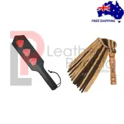 Real Suede Thick Leather Flogger 25 Tail & Spanking Paddle Whip Love Heart Shape