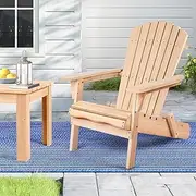 ALFORDSON Wooden Muskoka Adirondack Chair for Outdoor, Fir Wood Lawn Outdoor Muskoka Furniture for Patio Garden Park Porch, Slatted Design Armchair Lounge, 180kg Max Wood Color