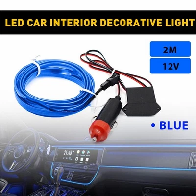 2M Blue LED Car Interior Atmosphere Decor Wire Strips Light Lamp Accessories 12V (for: Honda Civic)