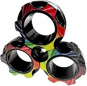 Magnetic Finger Toys, 3 PCS Fidget Rings Toy for Anxiety and Stress Relief (Colorful)