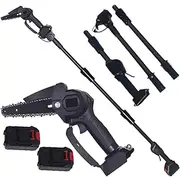 Electric ChainSaw with 2 x 2000mAh Batteries, Battery Powered Cordless Chain Saw Set with Detachable Telescopic Pole for High Tree Branches, Courtyard and Garden 1.8m