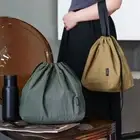 Large Capacity Nylon Lunch Bag Foldable Drawstring Bucket Bag Men