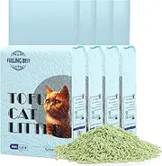 Tofu Cat Litter 22.4LB(5.6lb×4bag) Green Tea Clumping, 100% Food Grade Raw Materials, Flushable,Ultra Absorbent and Fast Drying,Solubility in Water,Really Dust-Free,Less Scattering