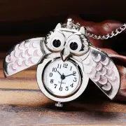 Smallest Owl Design Steampunk Analog Quartz Pocket Watch Necklace with Chain
