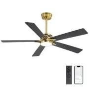 60" Smart Ceiling Fan with Lights and 3 Downrods, 5 Plywood Blades, 6 Speeds ...