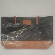 New Tanger Tote Bag Brown Large Zip Faux Leather Double Handles Overnight travel