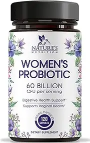 Women’s Probiotics 50 Billion CFU Guaranteed, Vegan Probiotic Strains, Supports Womens Digestive, Immune, Vaginal, & Urinary Health, Delayed Release, No Soy Gluten Nature's Probiotic - 120 Capsules