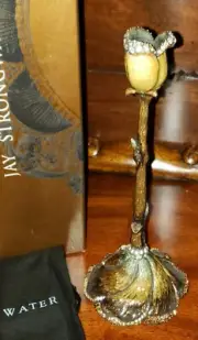 NIB JAY STRONGWATER SWAROVSKI CRYSTAL ENAMEL 9 3/8" tall TULIP CANDLE HOLDER BOX