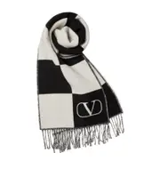 square-pattern wool-cashmere scarf One size Ivory White/Black