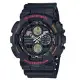 G-SHOCK 復古防磁雙顯男錶 樹脂錶帶 霧黑x紅 防水200米(GA-140-1A4)