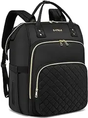 [Cafele] Laptop Backpack, 17.3 Inch Convertible Work Laptop Bag，Waterproof Teacher Nurse Bag with USB Port, Fashion Travel Bag Business Computer Backpack Purse,Quilted Black,2323H-02