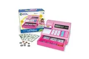 Learning Resources Pretend Play Calculator Cash Register Pink - 73 Pieces, Ages 3+, Cash Register for Kids, Play Money for Kids, Toddlers Toys, Toy Register