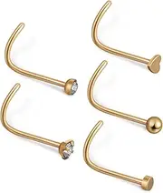 [CATIEBYE] Nose Ring Heart Studs 5pcs Steel Nose Jewelry Set Fashionable for Women