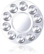 COMIART Metal 10 Well Round Artist Watercolours Paint Mixing Palette Tray,Pack of 2