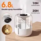 6.8L Ultrasonic Air Humidifier Desktop Mist Diffuser LED Light USB with 3Modes