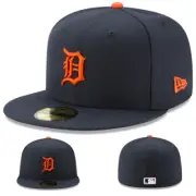 New Era MLB Detroit Tigers 5950 Fitted Hat Official OnField Authentic Orange Cap
