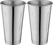 [METAL MAGERY] Stainless Steel Milkshake Cups Immersion Hand Blender Malt Cup 30 oz Set of 2