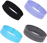 [iplusmile] Silicone Stripe Headband 4 Pack Elastic Anti-Slip Sports Headwear Yoga Running Workout Gym Blue