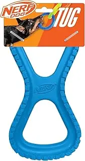 Nerf Dog Tire Infinity Tug Dog Toy, Lightweight, Durable and Water Resistant, 10 Inches, for Medium/Large Breeds, Single Unit, Blue