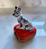 Chamart Limoges Peint Main Porcelain Schnauzer Dog Trinket Box Limited Edition!