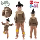 Scarecrow Kids Costume The Wizard Of Oz Cosplay Outfit Fancy Hat Book Week Party