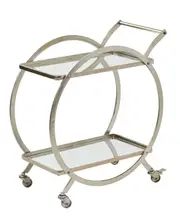 Amalfi Walter Drinks Trolley Kitchen Serving Glass Bar Cart Storage - Silver
