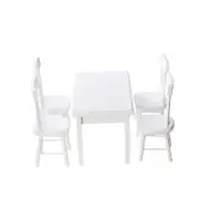 White Dining Table Chair Model Set 1:12 Dollhouse Miniature Furniture Gift