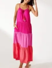 Tommy Bahama Colourblock Tier Midi Pink Maui XL NEW RRP$299