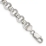8.5 Inch Sterling Silver 9.5mm Semi-Solid Rolo Chain