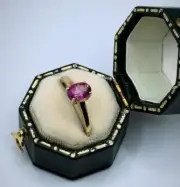 2.16 Ct Oval Cut Natural Pink Ruby Anniversary Ring 14K solid Yellow gold