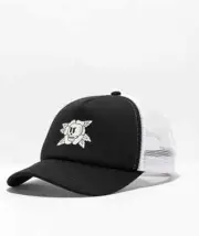 Zumiez SnapBack Trucker Hat Empyre Come Up Black & White with graphic of a skull