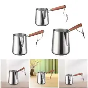 Turkish Warmer Coffee Pot Milk Frothing Pitcher Latte Cup with Wooden Handle Tea