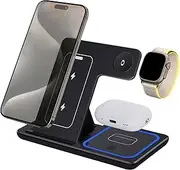 Wireless Charging Station - Portable Wireless Fast Charger | 15w Foldable Stand Pad Dock | 16.5x14.1x10.5cm Charging Station for Multple Devices for Supporting Family Travel Earphones