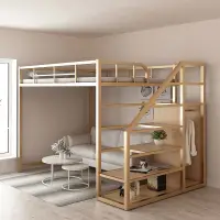在飛比找樂天市場購物網優惠-公寓小戶型復式上鋪雙層多功能鐵藝床高低床吊床省空間高架床 床