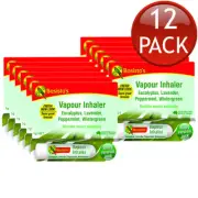 12 x Bosistos Vapour Inhaler Blocked Nose Nasal Congestion Relief Handy Pack 1g