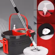 Spin Mop and Bucket with Wringer Set on Wheels with 3 Microfiber Mop Head Black