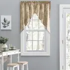 Ellis Curtain Lexington Leaf Printed Leaf Pattern Tailored Swags 56"x36" Tan