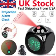 USB Alarm Clock LED Wall/Ceiling Projection LCD Digital Temperature Clock②⊆