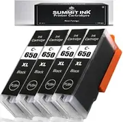 Summit Ink 650XL Black Cartridges, 4-Pack, Compatible with Canon PGI650XL & PGI650 for Canon PIXMA MG6460 MG5560 MG7160 IP8760 IX6860 MG6660 MG5660 MG7560 (4BK)