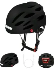Go Knight Commuter Black Adult Bike Helmet with Light LED Bicycle Men And Women