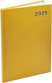 2025 A4/A5/A6 Diary - Page A Day Desk and Week To View Pastel Organiser for Student, Teacher, Home, Office, Business Year Planner (Yellow, A4 Week To View)