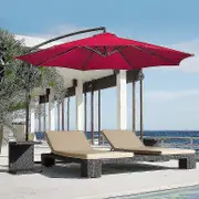 3m Round Garden Parasol Umbrella Outdoor Patio Sun Shade Canopy 3m 6/8x Arm red 2m 6bones