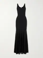 [TOTEME] TOTEME - Jersey And Tulle Maxi Dress - Black - xx small xx small Black